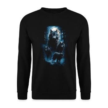 Dunkle Kunst Wolf Wald Mythisch - Unisex Pullover - Schwarz - Vorne - Alina (178cm) & Michal (187cm)