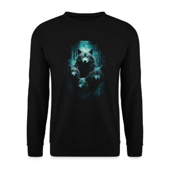 Fantasy Wolves Wolf Moonlight Illustration - Unisex Sweatshirt - black - Front - Alina (178cm) & Michal (187cm)
