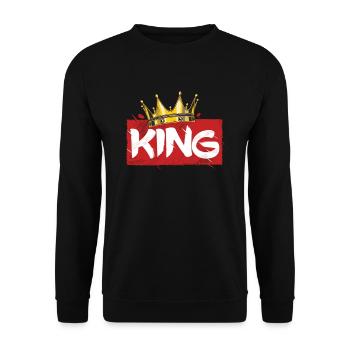 Crown with King lettering - Unisex Sweatshirt - black - Front - Alina (178cm) & Michal (187cm)