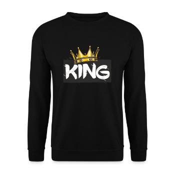 Crown with King lettering - Unisex Sweatshirt - black - Front - Alina (178cm) & Michal (187cm)