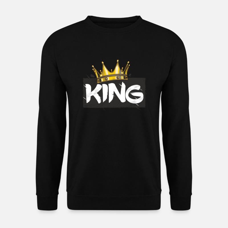 Krone Mit Schriftzug King - Unisex Pullover - Schwarz