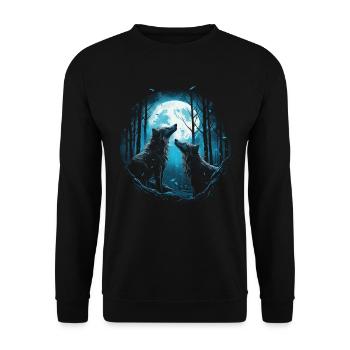 Fantasy Wolf Magic Pack Mysterious - Unisex Sweatshirt - black - Front - Alina (178cm) & Michal (187cm)