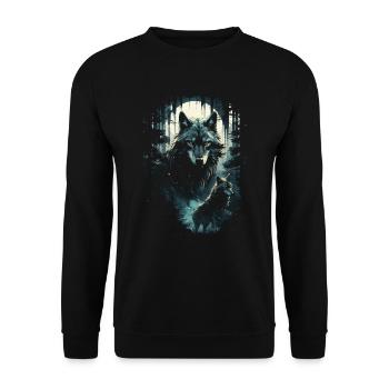 Fantasy Wolf Magic Pack Mysterious - Unisex Sweatshirt - black - Front - Alina (178cm) & Michal (187cm)