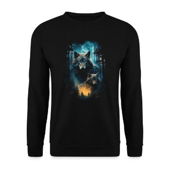 Fantasy Wolf Magic Pack Mysterious - Unisex Sweatshirt - black - Front - Alina (178cm) & Michal (187cm)