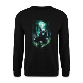Fantasy Wolf Magic Pack Mysterious - Unisex Sweatshirt - black - Front - Alina (178cm) & Michal (187cm)