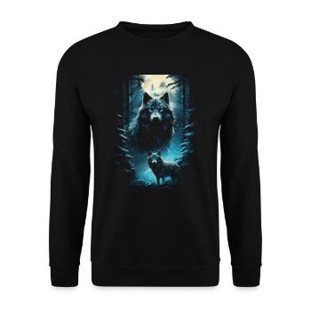 Fantasy Wolf Magic Pack Mysterious - Unisex Sweatshirt - black - Front - Alina (178cm) & Michal (187cm)