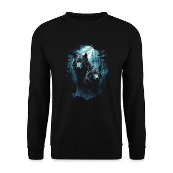 Fantasy Wolf Moon Wolf Pack Mythology - Unisex Sweatshirt - black - Front - Alina (178cm) & Michal (187cm)
