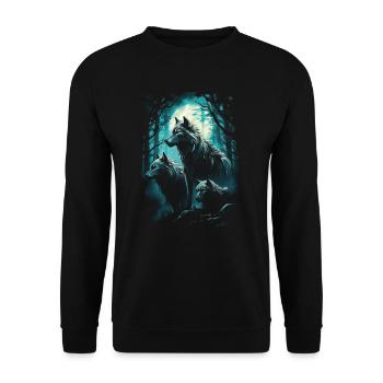 Fantasy Wolf Magic Pack Mysterious - Unisex Sweatshirt - black - Front - Alina (178cm) & Michal (187cm)