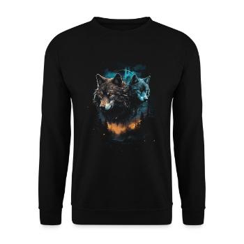 Dunkle Kunst Wolf Wald Mythisch - Unisex Pullover - Schwarz - Vorne - Alina (178cm) & Michal (187cm)