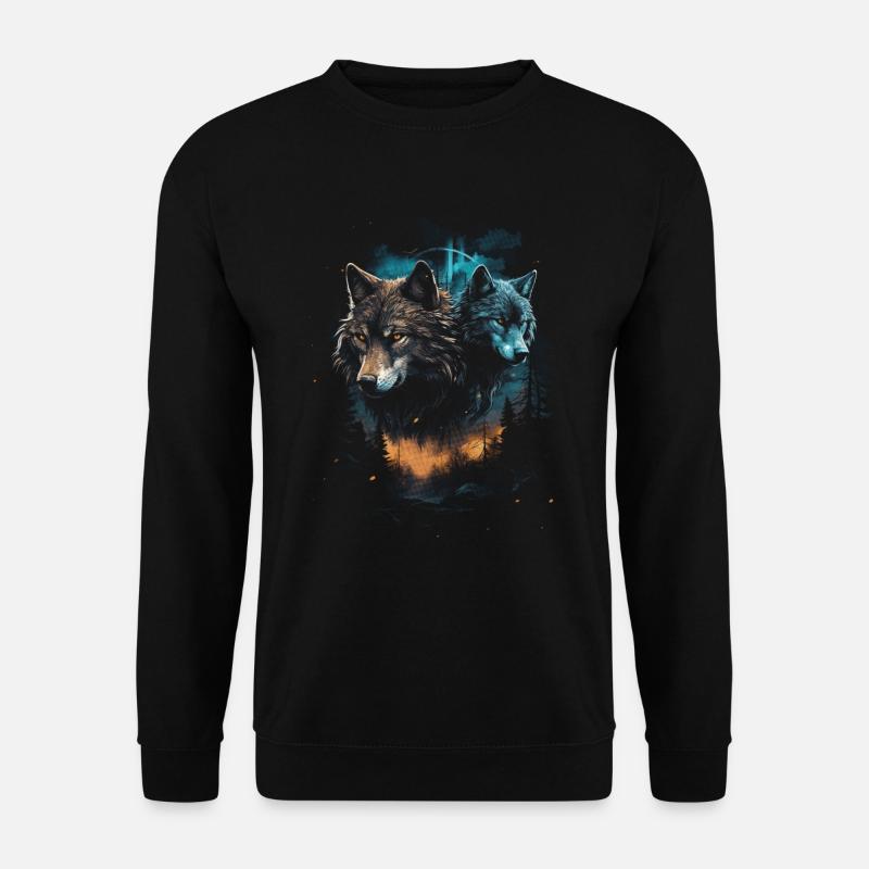 Dunkle Kunst Wolf Wald Mythisch - Unisex Pullover - Schwarz