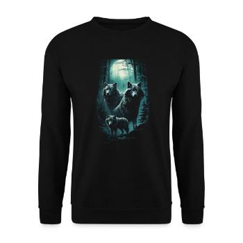 Fantasy Wolf Moon Wolf Pack Mythology - Unisex Sweatshirt - black - Front - Alina (178cm) & Michal (187cm)