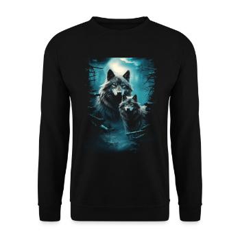 Fantasy Wolf Moon Wolf Pack Mythology - Unisex Sweatshirt - black - Front - Alina (178cm) & Michal (187cm)