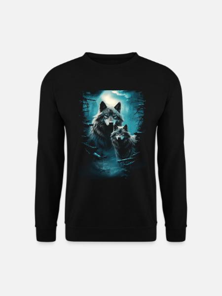 Fantasy Wolf Mond Wolfsrudel Mythologie - Unisextröja - svart