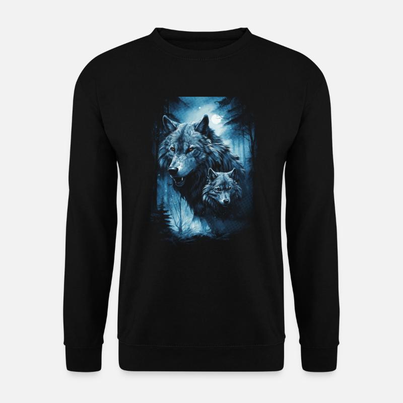 Dunkle Kunst Wolf Wald Mythisch - Unisex Pullover - Schwarz