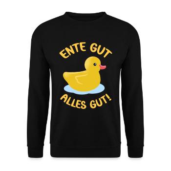 Ente gut alles gut lustige Enten Sprüche süße Ente - Unisex Pullover - Schwarz - Vorne - Alina (178cm) & Michal (187cm)