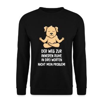 Ein lustiger Yoga und Meditation Hund - Unisex Pullover - Schwarz - Vorne - Alina (178cm) & Michal (187cm)