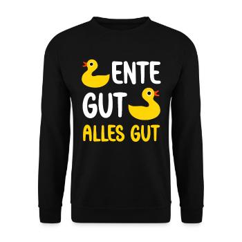Ente gut alles gut lustige Enten Sprüche süße Ente - Unisex Pullover - Schwarz - Vorne - Alina (178cm) & Michal (187cm)