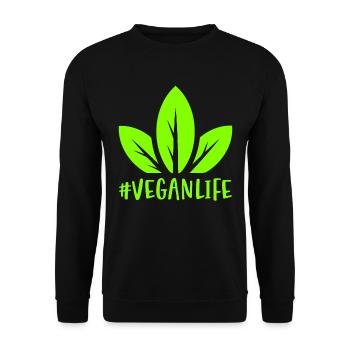 Hashtag Veganlife avec une feuille de vie végétalienne - Sweat-shirt Unisexe - noir - Devant - Alina (178cm) & Michal (187cm)