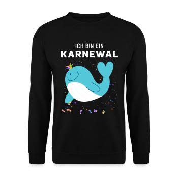 Ich bin ein Karnewal ein lustiger Karneval Wal - Unisex Pullover - Schwarz - Vorne - Alina (178cm) & Michal (187cm)
