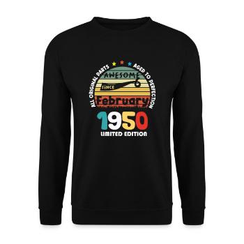 1950 Vintage Retro Jubiläum Limitierte Auflage - Unisex Pullover - Schwarz - Vorne - Alina (178cm) & Michal (187cm)