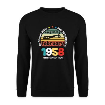 1958 Vintage Retro Jubiläum Limitierte Auflage - Unisex Pullover - Schwarz - Vorne - Alina (178cm) & Michal (187cm)