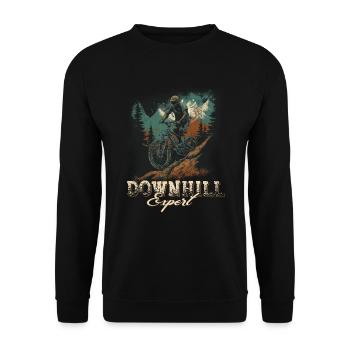 The mountains call the downhill expert - Unisex Sweatshirt - black - Front - Alina (178cm) & Michal (187cm)