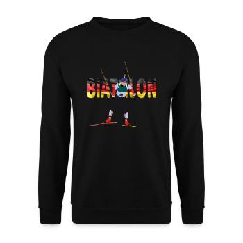 Winter Sports Biathlon with German Flag - Unisex Sweatshirt - black - Front - Alina (178cm) & Michal (187cm)