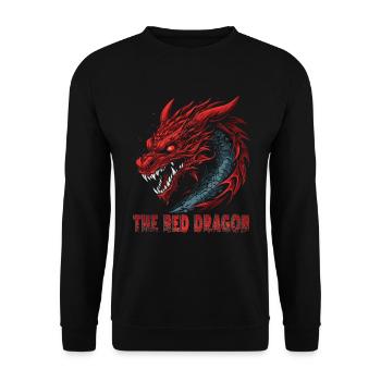 Traditioneller Japanischer Drache Der Rote Drache - Unisex Pullover - Schwarz - Vorne - Alina (178cm) & Michal (187cm)
