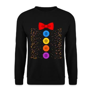 Ein lustiges Karneval Kostüm mit Knöpfen Karneval - Unisex Pullover - Schwarz - Vorne - Alina (178cm) & Michal (187cm)
