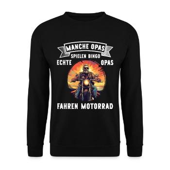 Echte Opas fahren Motorrad lustige Opa Sprüche - Unisex Pullover - Schwarz - Vorne - Alina (178cm) & Michal (187cm)