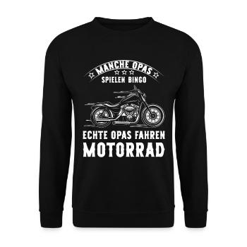 Some grandpas play cards, real grandpas drive engine - Unisex Sweatshirt - black - Front - Alina (178cm) & Michal (187cm)