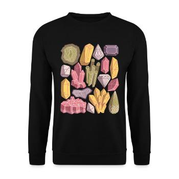 Kristalle Edelsteine Mineralien Diamanten - Unisex Pullover - Schwarz - Vorne - Alina (178cm) & Michal (187cm)