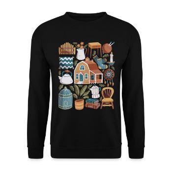 Cottage Landhaus Hygge - Unisex Pullover - Schwarz - Vorne - Alina (178cm) & Michal (187cm)