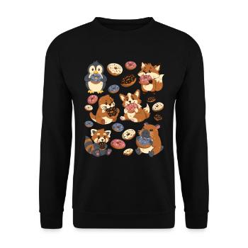 Donut: Capybara, Fox, Corgi, Otter, Penguin - Unisex Sweatshirt - black - Front - Alina (178cm) & Michal (187cm)