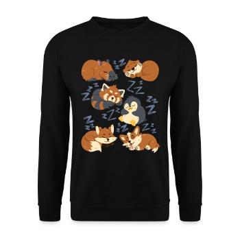 Sleeping animals: capybara, fox, corgi, otter - Unisex Sweatshirt - black - Front - Alina (178cm) & Michal (187cm)