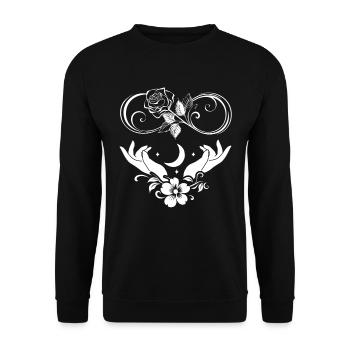 An Occult Rose with Moon and Hands the Roses - Unisex Sweatshirt - black - Front - Alina (178cm) & Michal (187cm)