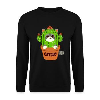 Cat Cactus Pun - Catcus - Unisex Sweatshirt - black - Front - Alina (178cm) & Michal (187cm)