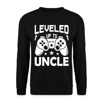 Leveled Up to Uncle for Gamer funny Uncles Saying - Unisex Pullover - Schwarz - Vorne - Alina (178cm) & Michal (187cm)