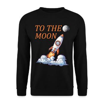 Bitcoin Rocket to the Moon - Unisex Pullover - Schwarz - Vorne - Alina (178cm) & Michal (187cm)