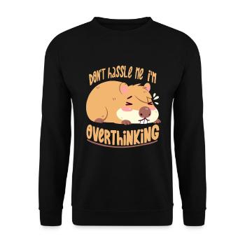 Grübelndes Capybara - Unisex Pullover - Schwarz - Vorne - Alina (178cm) & Michal (187cm)