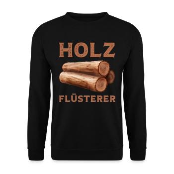 Ich bin ein Holzflüsterer mit Baumstamm ein Baum - Unisex Pullover - Schwarz - Vorne - Alina (178cm) & Michal (187cm)