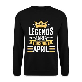 Legends Are Born in April Geburtstag im April - Unisex Pullover - Schwarz - Vorne - Alina (178cm) & Michal (187cm)