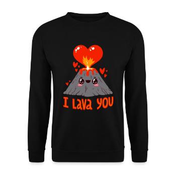 Ich liebe dich wie Lava - Unisex Pullover - Schwarz - Vorne - Alina (178cm) & Michal (187cm)