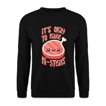 Jeu de mots sur le steak - Sweat-shirt Unisexe - noir - Devant - Alina (178cm) & Michal (187cm)