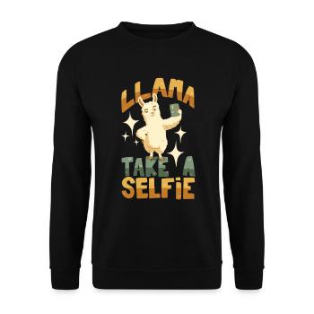 Llama takes a selfie - Unisex Sweatshirt - black - Front - Alina (178cm) & Michal (187cm)