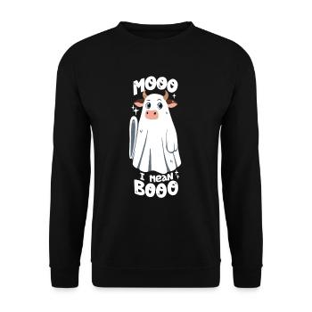 Cow Ghost / Jeu de mots d’Halloween - Sweat-shirt Unisexe - noir - Devant - Alina (178cm) & Michal (187cm)