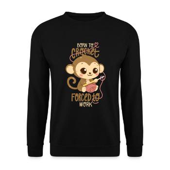 Né pour crocheter, forcé de travailler - Sweat-shirt Unisexe - noir - Devant - Alina (178cm) & Michal (187cm)
