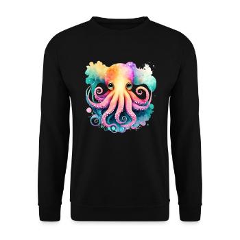 Underwater World Baby Octopus Fish in Watercolor - Unisex Pullover - Schwarz - Vorne - Alina (178cm) & Michal (187cm)