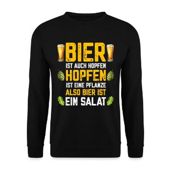 Bier ist auch ein Hopfen also Bier ist ein Salat - Unisex Pullover - Schwarz - Vorne - Alina (178cm) & Michal (187cm)