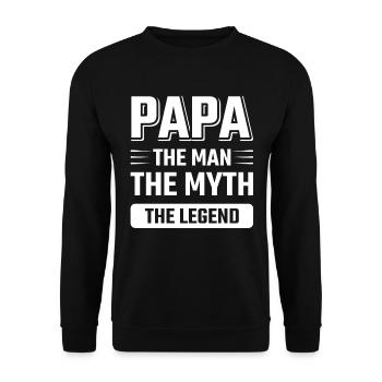 Papa ein Mann eine Legende lustige Vater Sprüche - Unisex Pullover - Schwarz - Vorne - Alina (178cm) & Michal (187cm)